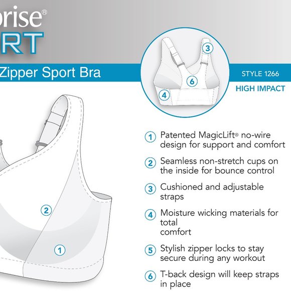 Set of 3! 42B Glamorise SPORT Bra (HIGH-IMPACT) Pink (RACERBACK) T-Back Zip NEW - Picture 7 of 16